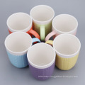 assorted color bowl shape cable knitted ceramic sweater mug coffee tea cup sweater mug